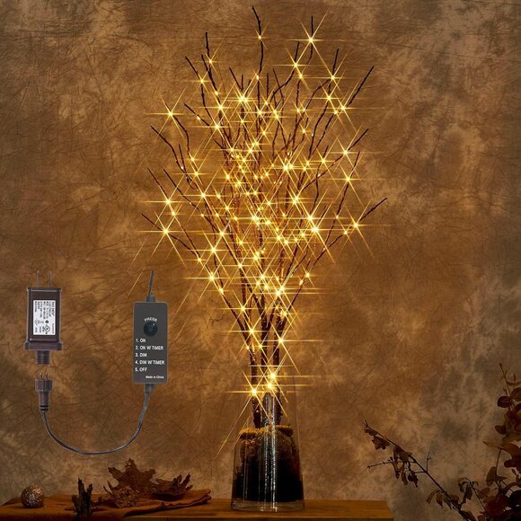New 30" Lighted Brown Willow Branches, 150 LED Tree Lights with Timer for Decor - Picture 8 of 8